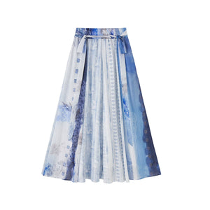 "Moran Canglan" Blue Modern Hanfu – Sleeveless Bijia Dress with Flowing Skirt & Han Elements for Spring/Summer - Yandan_Hanfu