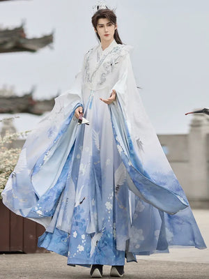 Pine & Crane – Unisex Modern Hanfu Cape | Elegant Ming-Style Cross-Collar Cloak for Spring & Autumn - Yandan_Hanfu