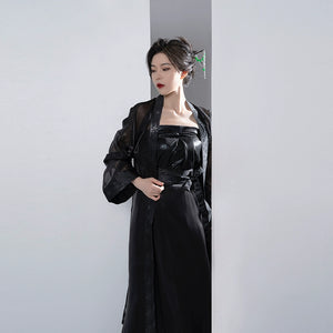 Embrace timeless style with our Song Dynasty-inspired Summer Hanfu ensemble in sleek black. Explore our collection of black Hanfu attire, including dresses, tops, and skirts, designed for modern comfort and traditional elegance. Elevate your wardrobe with our versatile Hanfu pieces, perfect for any occasion. Discover the beauty of Hanfu fashion and make a statement with our captivating black ensemble.