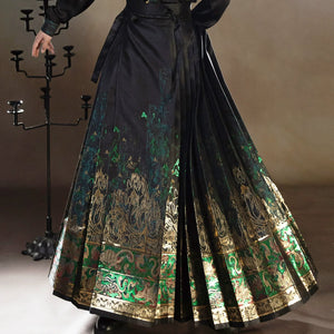 Four Divine Beasts Hanfu Set – Unisex Chinese Shirt & Brocade Horse-Face Skirt in New Style Design - Yandan_Hanfu