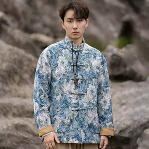 New Chinese Tang style men's button-up printed jacket - Yandan_Hanfu
