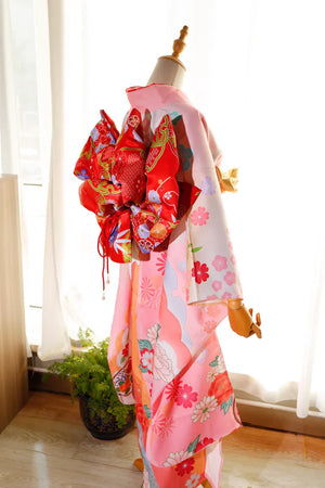 Kimono belt, swinging sleeve kimono flower knot, big three-leaf shaped bow with belt bag belt, geisha shaped belt. - Yandan_Hanfu