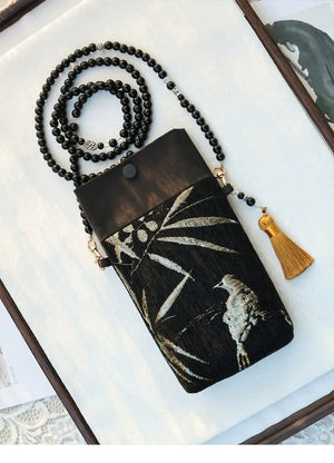 Bamboo & Bird Motif Bag | Modern Take on Vintage Crossbody - Yandan_Hanfu
