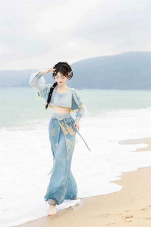 【Cloud traveler】 blue Hanfu Dunhuang Western style ethnic style suit Princess Jasmine - Yandan_Hanfu