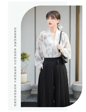 Three color Song style Modern Hanfu Short Shirt and Song Pants Hanfu Women's Summer - Yandan_Hanfu
