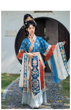 Cloud Silks – Traditional Hanfu Dress Inspired by Wei-Jin Era, Cross-Collar Revival for Women - Yandan_Hanfu
