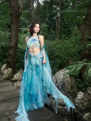 【Dance of the Peacock】 Dunhuang-Inspired Hanfu Set in Ethereal Desert Hues - Yandan_Hanfu