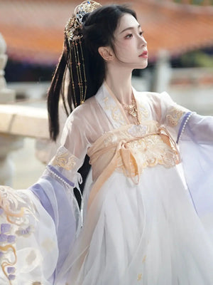 White Hanfu spring and autumn dress daily elegant fairy - Yandan_Hanfu