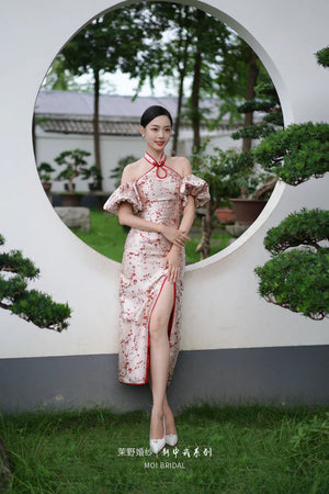"Huanmei" red cheongsam bride wedding dress toast dress engagement - Yandan_Hanfu