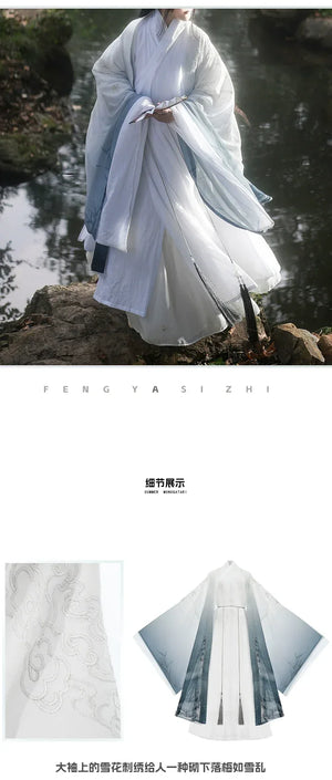 Ming Dao robe men's cotton and linen large-sleeved shirt cape snow bamboo spring and summer gradual change fairy Hanfu female national style - Yandan_Hanfu