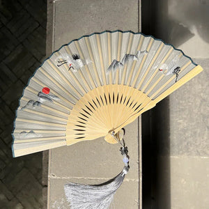 Suzhou double-sided embroidery fan antique embroidery folding fan antique fan cheongsam - Yandan_Hanfu
