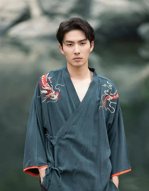 Chinese style cotton and linen retro Hanfu spring and summer Tang suit man - Yandan_Hanfu