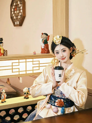 Blue Yanji Korean Princess Court Korean Hanbok - Yandan_Hanfu