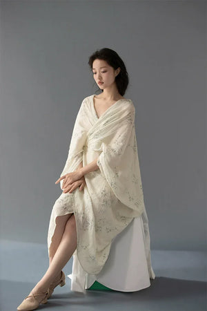 100% Ramie Modern Chinese Dress – Zen-Inspired Summer Travel Maxi with Relaxed Silhouette - Yandan_Hanfu