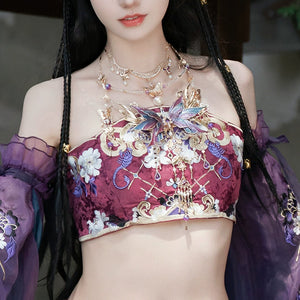 GU – Exotic Hanfu-Inspired Gradient Embroidered Bustier Set for Spring & Summer