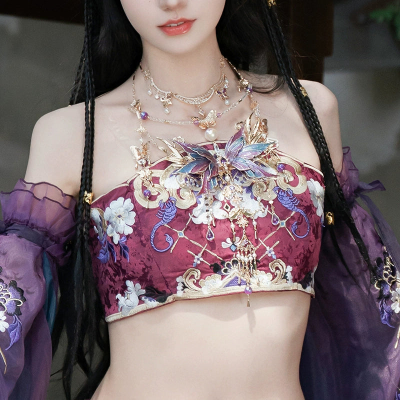 GU – Exotic Hanfu-Inspired Gradient Embroidered Bustier Set for Spring & Summer