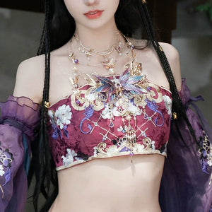 GU – Exotic Hanfu-Inspired Gradient Embroidered Bustier Set for Spring & Summer - Yandan_Hanfu