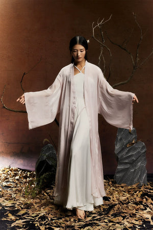 Elegant Solid Halter Maxi Dress – Flowing High-Slit Skirt for Dance & Evening Wear - Yandan_Hanfu