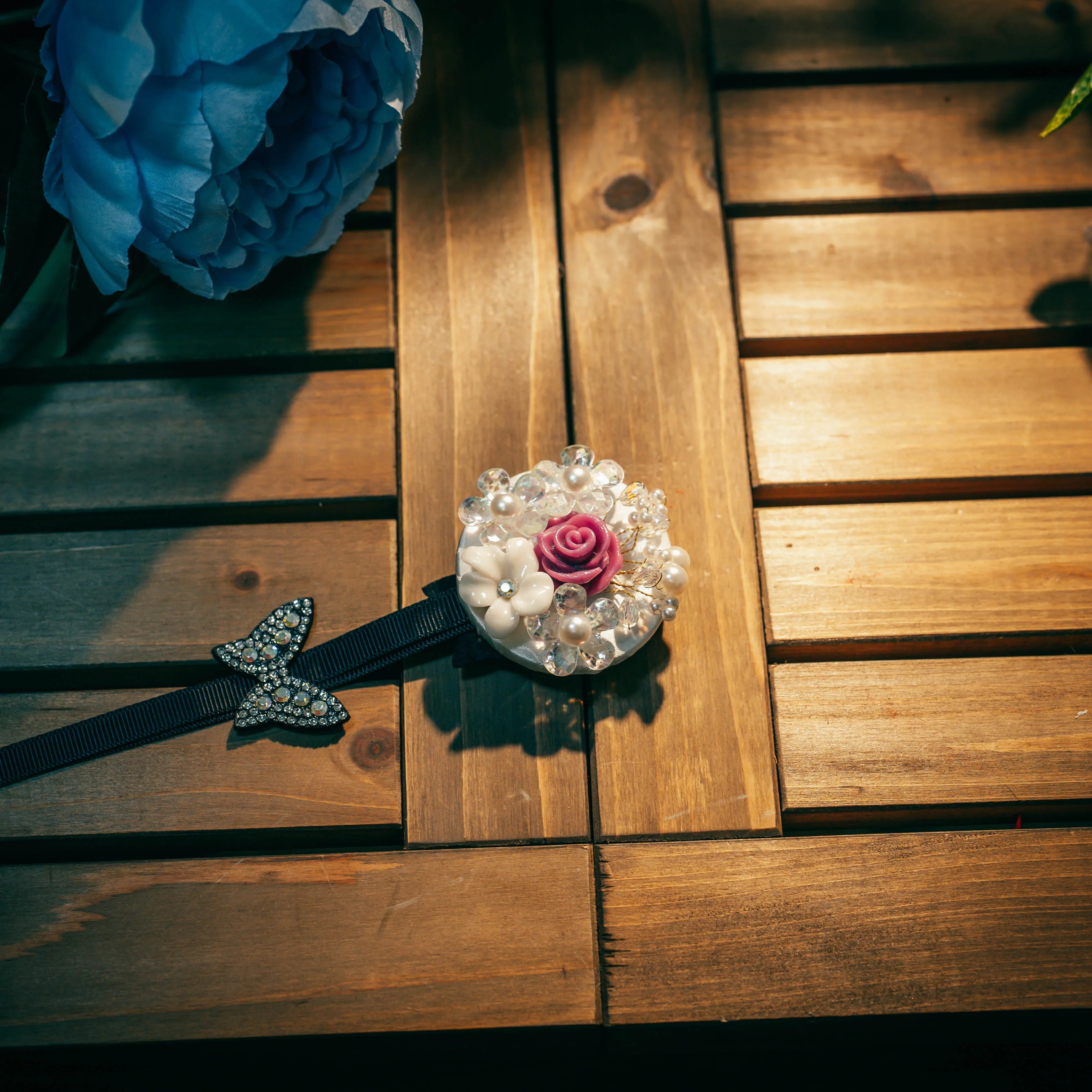 White and pink pearl Korean traditional headgear accessories - Yandan_Hanfu