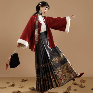 Ming Dynasty Hanfu women's horse skirt sweater autumn and winter suit - Yandan_Hanfu