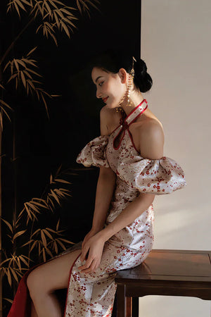 "Huanmei" red cheongsam bride wedding dress toast dress engagement - Yandan_Hanfu