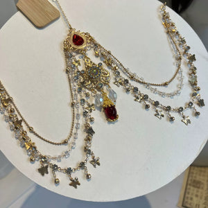 Dunhuang Princess Headpiece Set – Exotic Red Tassel Hair Accessories for Hanfu & Oriental Dance - Yandan_Hanfu