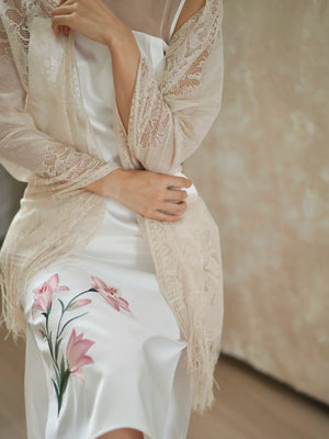 Eternal Union – White Embroidered Qipao | Chinese Wedding Reception & Engagement Dress - Yandan_Hanfu