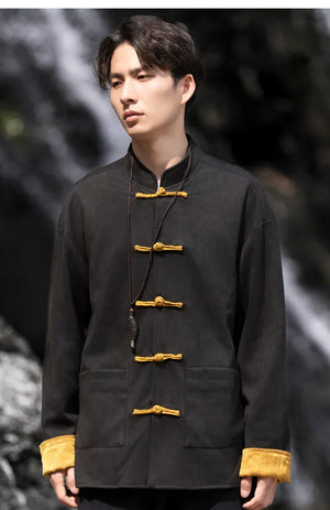 New China style can be worn on both sides, button-down top jacket Tang suit men - Yandan_Hanfu
