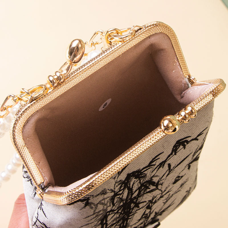Handgemachte bestickte Perlen-Cheongsam-Banketttasche für Prominente