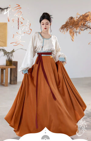 the Tang style is breathable, the silk neck, the round neck shirt, the ten broken skirts, the summer - Yandan_Hanfu