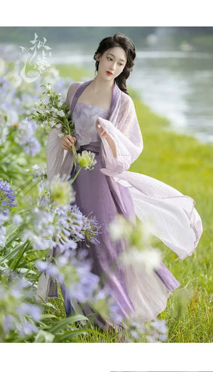 Monet Garden Pink Purple Oil Painting Sense Song Dress - Yandan_Hanfu