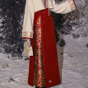 Red Brocade Hanfu Gown – Modern Chinese Dress for Engagement, Wedding Toast & Lunar New Year - Yandan_Hanfu