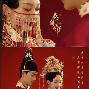 Ming-style wedding dress couple suit | Chinese-style&Tang-style dress Xiuhe wedding dress - Yandan_Hanfu