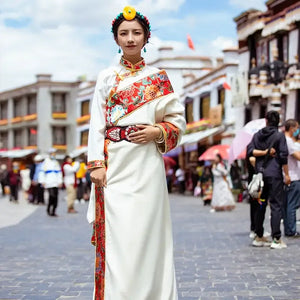 Noble Tibetan robe white Tibetan clothing - Yandan_Hanfu
