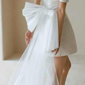 "Little Meixue" Short Bow Cheongsam Bridal Wedding Dress - Yandan_Hanfu