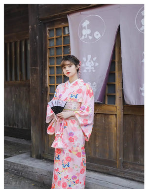 Cherry blossom season super cute pink kimono yukata Japanese formal kimono female Japanese girl Japanese style improved kimono - Yandan_Hanfu
