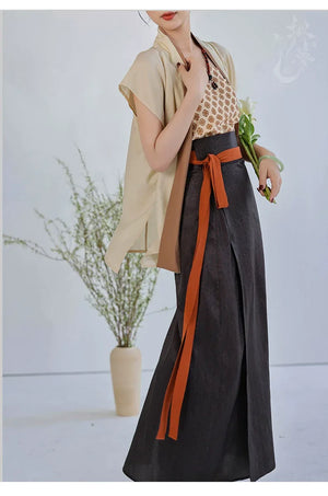 Song Dynasty Hanfu Airplane Sleeves Song Vest Spinning Skirt Spring and Summer Retro Modern Hanfu - Yandan_Hanfu