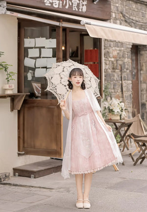 Smoke Fendai Hanfu antique lolita cute sweet Han element two-piece set - Yandan_Hanfu