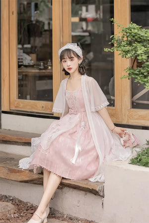 Smoke Fendai Hanfu antique lolita cute sweet Han element two-piece set - Yandan_Hanfu