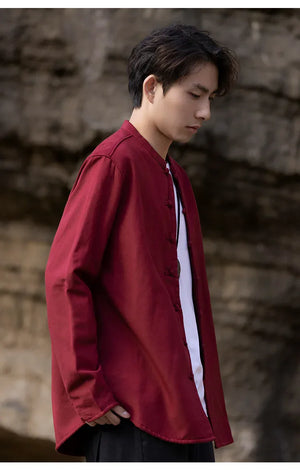 New China Style stand-up collar linen shirt men's Tang suit - Yandan_Hanfu