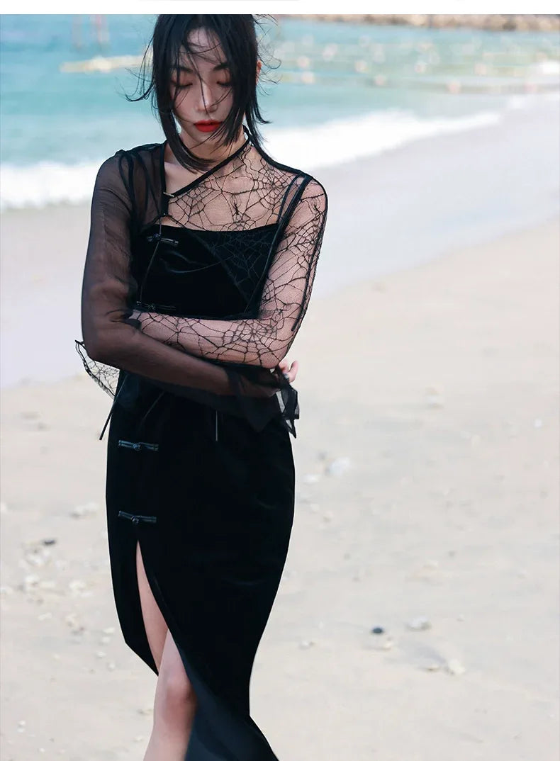 New Chinese style cheongsam & chiffon cardigan - Yandan_Hanfu