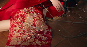 Beloved Dream – New Chinese Red Bridal Qipao/Cheongsam Dress for Engagement, Wedding Toast & Spring Ceremony - Yandan_Hanfu