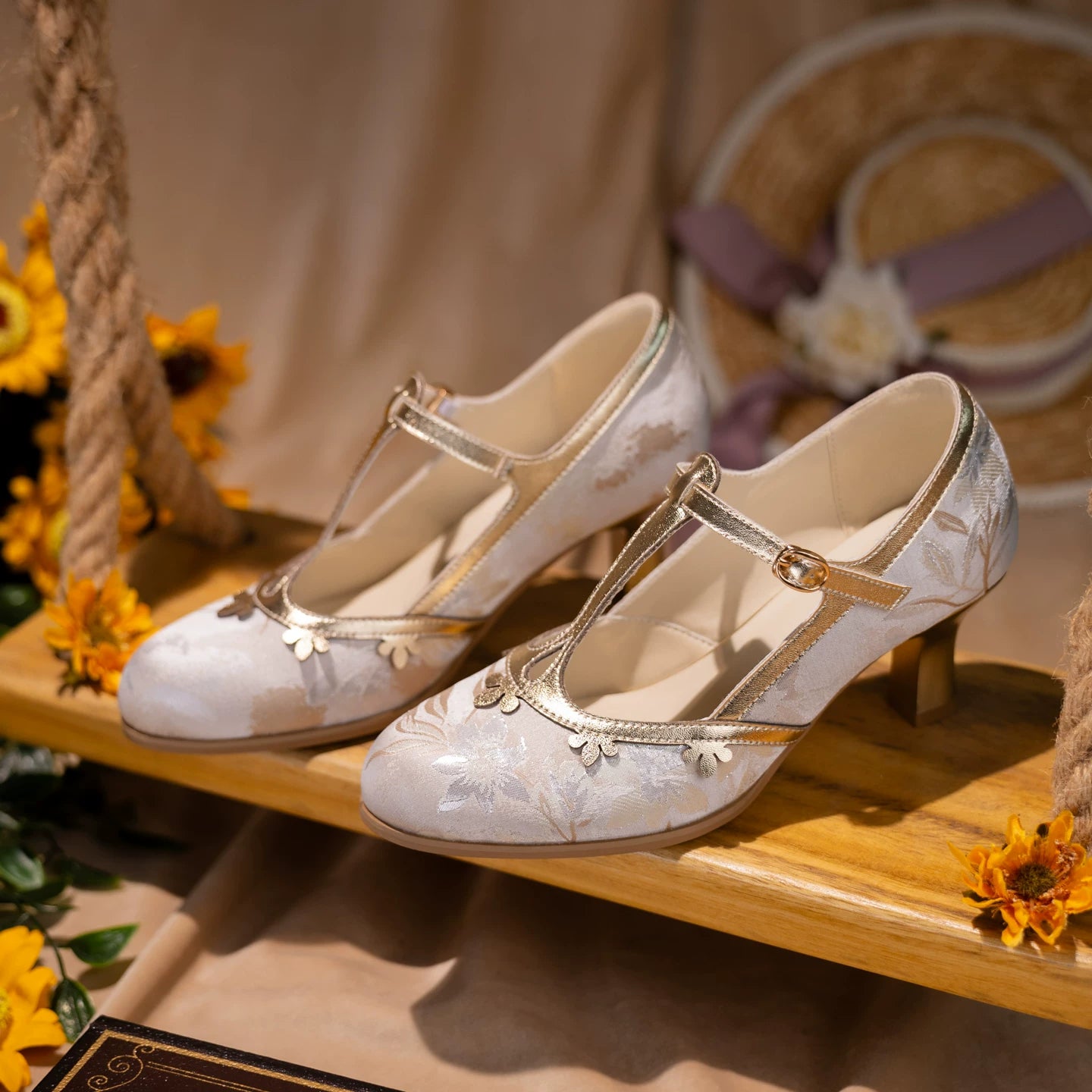 Mary Jane Heels | 6cm Wine Glass Heel | T-Strap Cheongsam Shoes