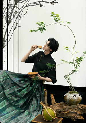 Unisex Hanfu Set – New Chinese Style Cross Jacket & Horse-Face Skirt Modern Hanfu Male - Yandan_Hanfu