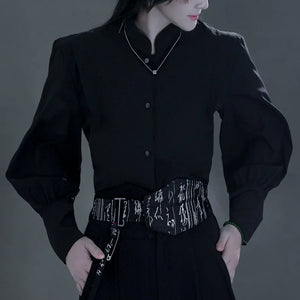 Calligraphy coat woolen national style new Chinese summer men's and women's large size set ink painting - Yandan_Hanfu