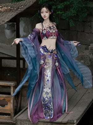 GU – Exotic Hanfu-Inspired Gradient Embroidered Bustier Set for Spring & Summer - Yandan_Hanfu