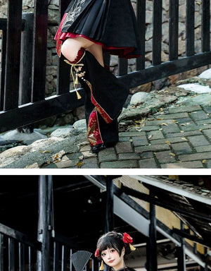 Lolita Chinese style cheongsam suspender skirt set - Yandan_Hanfu