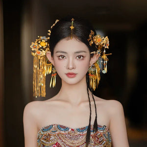 Bridal headgear New Chinese antique gorgeous butterfly flying tassel hairpin accessories - Yandan_Hanfu