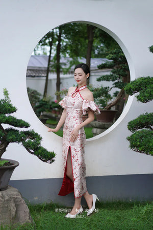 "Huanmei" red cheongsam bride wedding dress toast dress engagement - Yandan_Hanfu