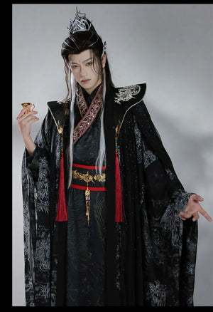 Dark Immortal Robe – Unisex Hanfu Outfit Inspired by Chinese Xianxia & Traditional Taoist Style - Yandan_Hanfu